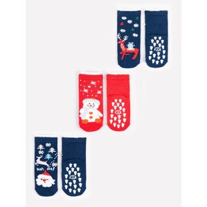 Yoclub Kids's Children's Christmas Cotton With ABS 3Pack Socks SKA-X010U-AA0A