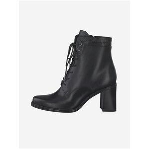 Black leather high heel leather ankle boots by Tamaris - Women