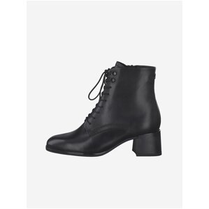 Black Leather Heeled Ankle Boots for Women Tamaris - Ladies