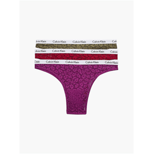 Calvin Klein Set of three women's lace panties in green, red and purple - Women