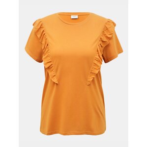 Orange T-shirt with frills JDY Karen - Women