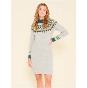 Green-grey patterned sweater dress with mixed wool Brakeburn - Women