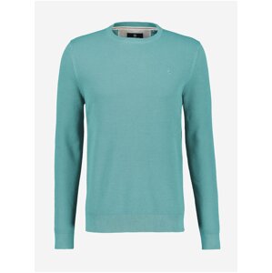Turquoise men's ribbed basic sweater LERROS - Men