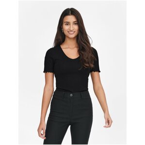 Black Ribbed T-Shirt JDY Fransiska - Women