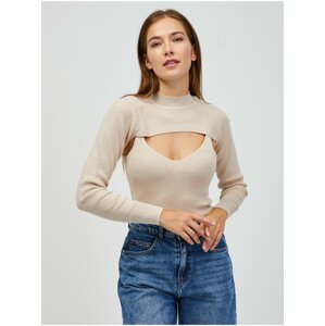 Beige Ribbed Sweater/Top 2in1 JDY Sibba - Women