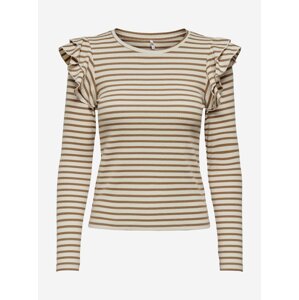 Brown-cream Striped Long Sleeve T-Shirt JDY Mille - Women