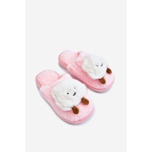 Children's warm slippers with fur Pink Rubee