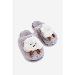 Children's warm slippers with fur Grey Rubee
