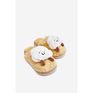 Children's warm slippers with fur Yellow Rubee