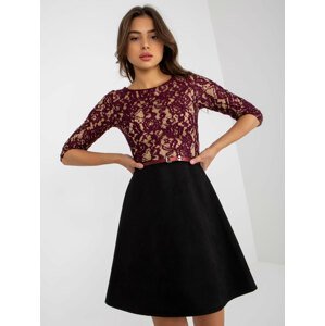 Purple and black flowing cocktail dress with lace
