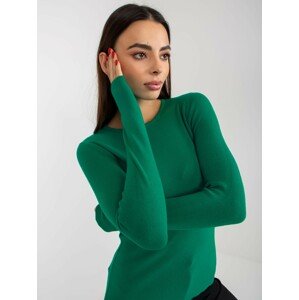 Turquoise women's classic sweater with a round neckline