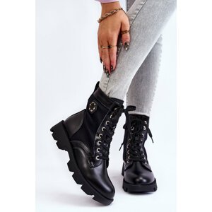 Women's lace-up Trapper with warm black Nomi