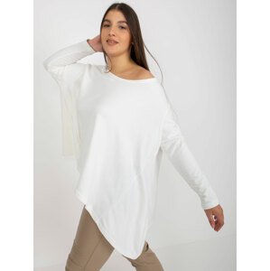 Ecru asymmetrical sweatshirt plus size basic with long sleeves