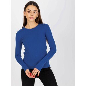 Cobalt blue simple sweater with a round neckline