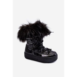 warm lace-up snow boots Black Colioris