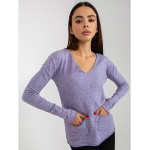 Purple women's classic sweater with pockets