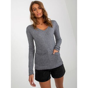 Dark gray women's classic sweater with neckline