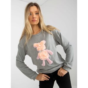 Women's gray classic sweater with 3D application