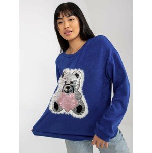 Dark blue classic sweater with sequined application