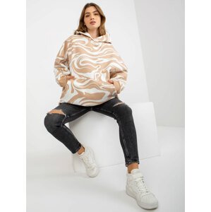 Camel and white oversize sweatshirt with print