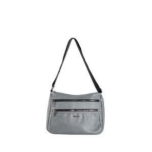 Grey large messenger bag with zippers
