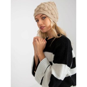 Lady's beige knitted winter cap