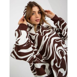 Dark brown-white oversize sweatshirt with print