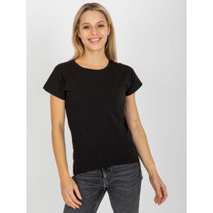 Black cotton women's basic t-shirt