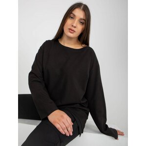 Women's black basic cotton blouse plus size
