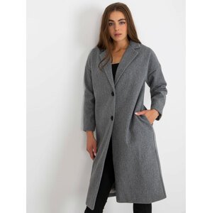 Elegant grey coat with button fastening OCH BELLA