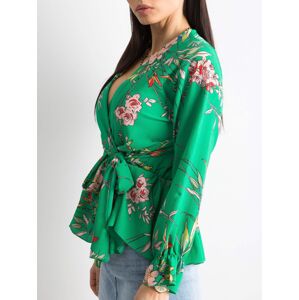 Green floral blouse with frills