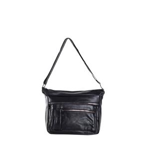 Black women's shoulder bag with pockets