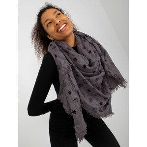 Lady's dark grey scarf with prints