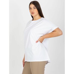 Basic white loose blouse plus sizes with round sleeves