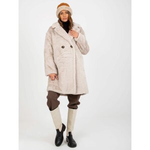 Oversized light beige women's fur coat OCH BELLA