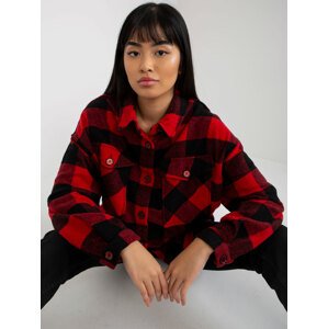 Black and red plaid shirt with pockets