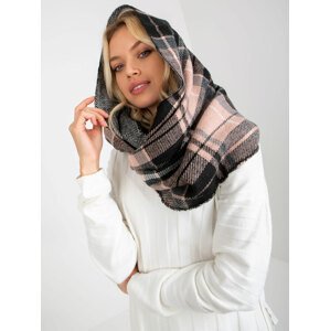 Light pink and black lady's checkered winter scarf