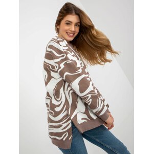 Brown-and-white oversize sweatshirt with print