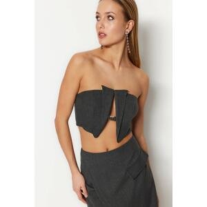 Trendyol Anthracite Crop Lined Woven Accessoried Bustier
