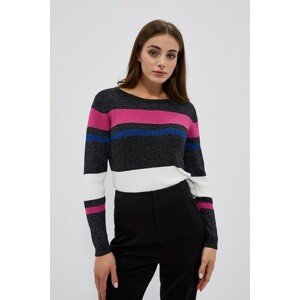 Striped sweater with metal thread