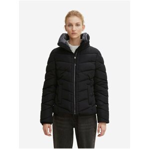 Black Ladies Quilted Winter Jacket with Concealed Hood Tom Tailor - Women