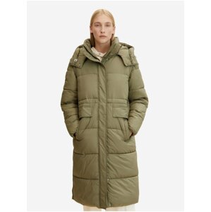 Tom Tailor Green Women's Quilted Winter Coat with Detachable Sleeves and Hood T - Women