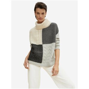 White-grey women's patterned turtleneck with wool Tom Tailor - Ladies