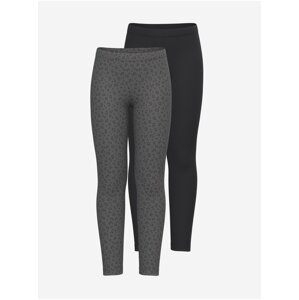 Set of two girly leggings in grey and black name it Vivian - Girls