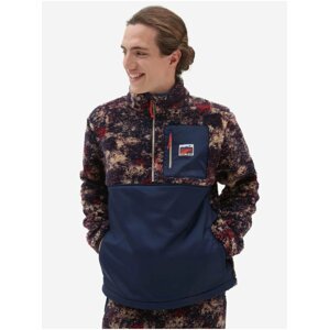 Red-blue men's patterned sweatshirt made of artificial fur VANS - Men