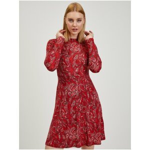Red women's patterned dress ORSAY