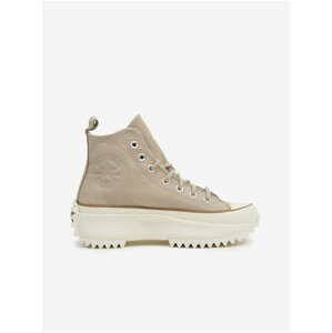 Beige Ankle Leather Platform Sneakers on Converse Run Star Hi - Men