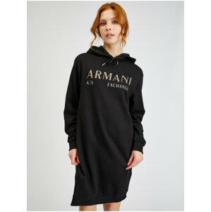 Black Hoodie Armani Exchange Hoodie Dress - Women