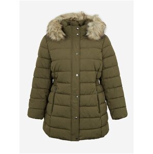Khaki ladies quilted winter jacket ONLY CARMAKOMA Luna - Women