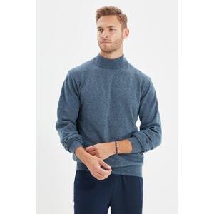 Trendyol Indigo Men's Slim Fit Half Turtleneck Basic Knitwear Sweater.